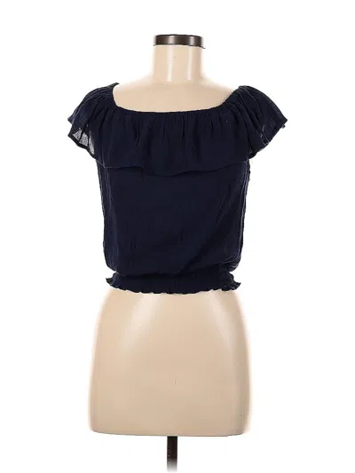 Pre-owned New York And Company Short Sleeve Top Blue Strapless Neckline Tops