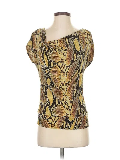 Pre-owned New York And Company Short Sleeve Top Gold Scoop Neck Tops