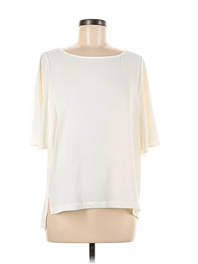 Pre-owned New York And Company Short Sleeve Top Ivory Boatneck Tops In White
