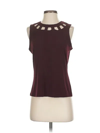 Pre-owned New York And Company Sleeveless Top Burgundy Keyhole Neckline Tops