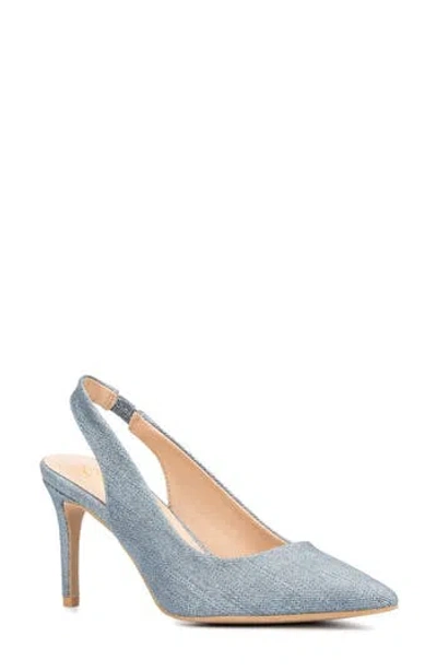 New York And Company Steph Snake Embossed Pointed Toe Slingback Pump In Blue