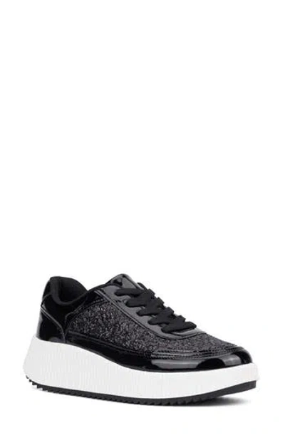New York And Company Tana Platform Sneaker In Black Glitter