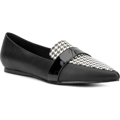 New York And Company Verity Houndstooth Loafer In Black/white