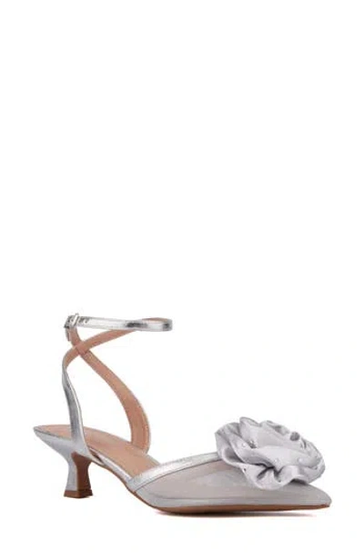 New York And Company Violetta Flower Pump In Silver