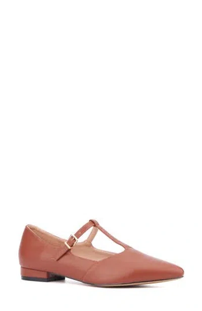 New York And Company Vlada T-strap Flat In Cognac