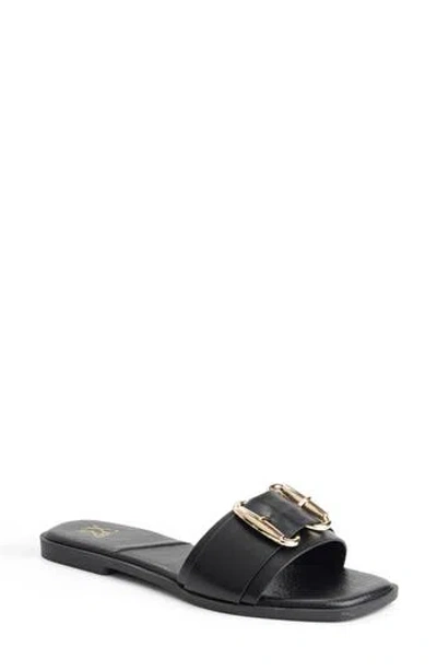New York And Company Wenda Buckle Slide Sandal In Black