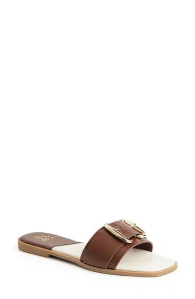 New York And Company Wenda Buckle Slide Sandal In Brown