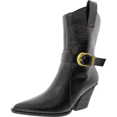 New York And Company Wesley Womens Buckle Manmade Mid-calf Boots In Black