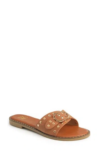 New York And Company Westly Buckle Slide Sandal In Brown