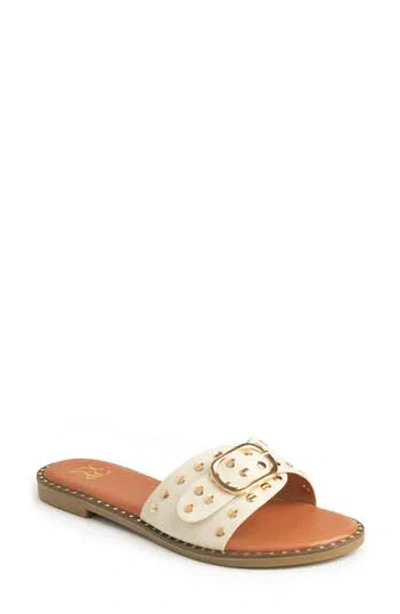 New York And Company Westly Buckle Slide Sandal In White