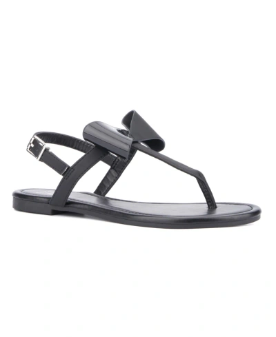New York And Company Abril Thong Sandal In Black Combo