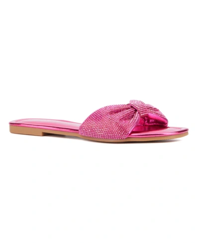 New York And Company Karli Rhinestone Slide Sandal In Pink