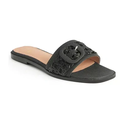 New York And Company Womens Amber Slide Sandals In Black