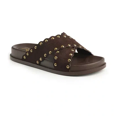 New York And Company Womens Barnett Slide Sandals In Brown