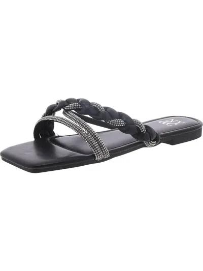 New York And Company Womens Braided Rhinestone Slide Sandals In Black