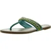 New York And Company Womens Embellished Faux Leather Flip-flops In Blue