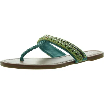 New York And Company Womens Embellished Faux Leather Flip-flops In Blue