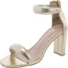 New York And Company Womens Faux Leather Ankle Strap Block Heel In Gold
