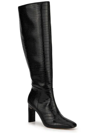 New York And Company Womens Faux Leather Tall Knee-high Boots In Black