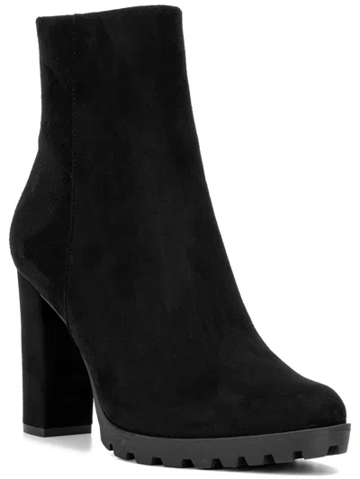 New York And Company Womens Faux Suede Ankle Boots In Black