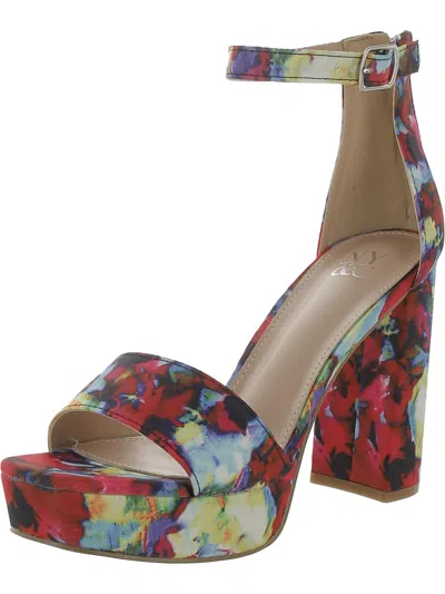 New York And Company Womens Floral Pattern Square Toe Platform Heels In Pink