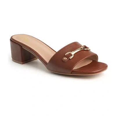 New York And Company Womens Maxine Slide Sandals In Brown