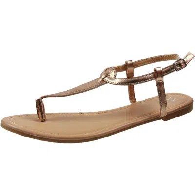 New York And Company Womens Metallic Man Made T-strap Sandals In Gold