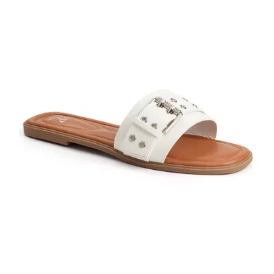 New York And Company Womens Rey Slide Sandals In White