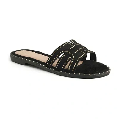 New York And Company Womens Zora Slide Sandals In Black