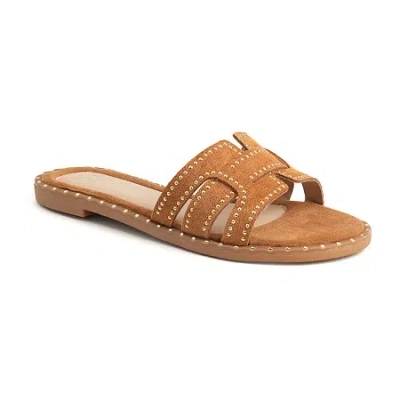 New York And Company Womens Zora Slide Sandals In Brown