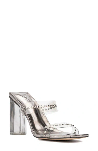 New York And Company Zeta Embellished Heeled Sandal In Smoke
