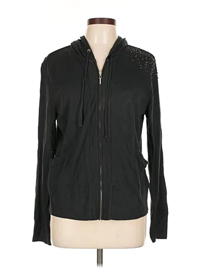 Pre-owned New York And Company Zip Up Hoodie In Black