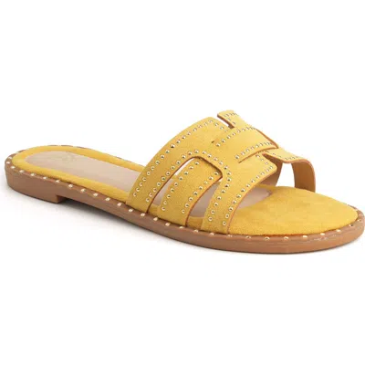 New York And Company Zora Flat Sandal In Yellow