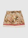 New York Botanical Gardens Khaki 13-14 Yrs | Nybg Satin Floral-print Shorts In Brown