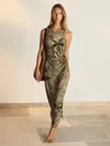 New York Botanical Gardens Khaki | Nybg Floral Ruched Jersey Dress