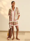 New York Botanical Gardens Light Khaki | Nybg Satin Floral-print Shirt In Brown