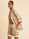New York Botanical Gardens Light Khaki | Nybg Satin Floral-print Shorts In Brown