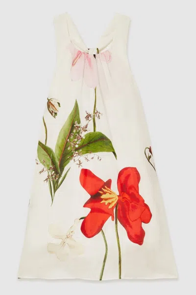 New York Botanical Gardens Ivory Aria 13-14 Yrs | Nybg Floral Maxi Dress With Linen