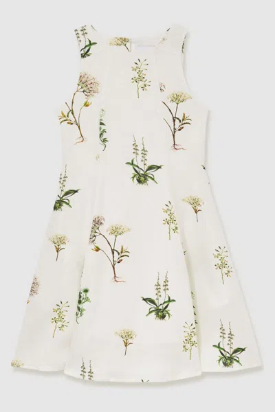 New York Botanical Gardens Kids' Ivory 13-14 Yrs | Nybg Linen Floral Flared Dress