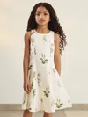 New York Botanical Gardens Girls Cream & Green Floral Print Flared Dress