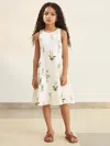 New York Botanical Gardens Ivory 9-13 Yrs | Nybg Linen Floral Flared Dress