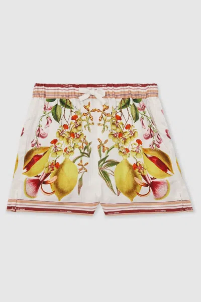 New York Botanical Gardens Babies' Ivory 13-14 Yrs | Nybg Satin Floral-print Shorts