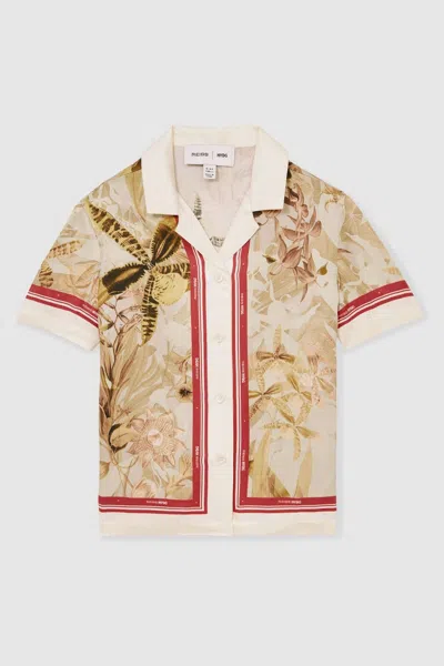 New York Botanical Gardens Khaki Santana 13-14 Yrs | Nybg Satin Floral-print Shirt
