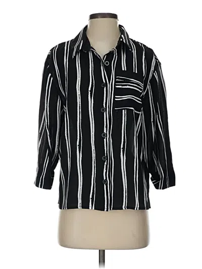 Pre-owned New York Clothing Co. 3/4 Sleeve Button Down Shirt In Black