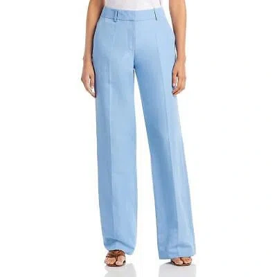 Pre-owned New York Lafayette 148 York Womens High Rise Pleated Wide Leg Pants Bhfo 1213 In Blue