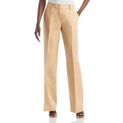 Pre-owned New York Lafayette 148 York Womens High Rise Solid Wide Leg Pants Trousers Bhfo 2962 In Beige