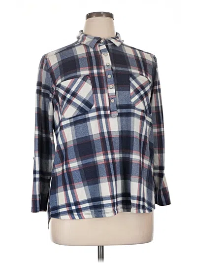 Pre-owned New York Laundry 3/4 Sleeve Blouse In Blue