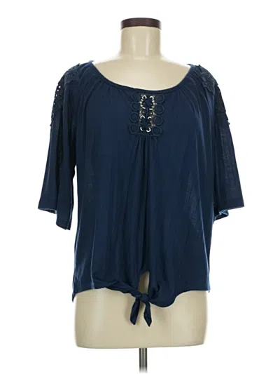 Pre-owned New York Laundry 3/4 Sleeve Blouse In Blue