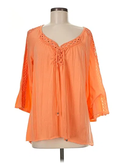 Pre-owned New York Laundry 3/4 Sleeve Blouse In Orange