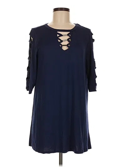 Pre-owned New York Laundry 3/4 Sleeve Top Blue Cold Shoulder Neckline Tops